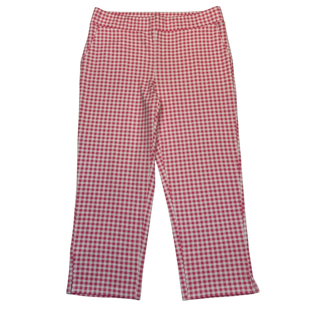 Belle by Kim Gravel Pink & White Gingham Cropped Pants